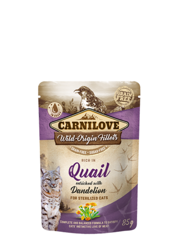 Carnilove Cat Pouch Rich in Quail Enriched with Dandelion for sterilized 85g - 1