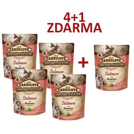 Carnilove Dog Pouch Paté Salmon with Blueberries for Puppies  300g 4+1 ZDARMA - 1