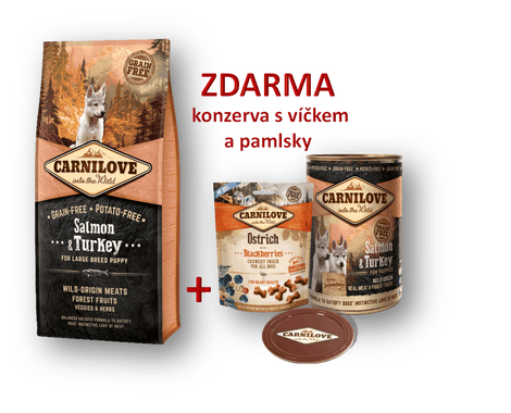 Carnilove Salmon & Turkey for large breed puppy 12 kg + ZDARMA masová konzerva a pamlsky - 1
